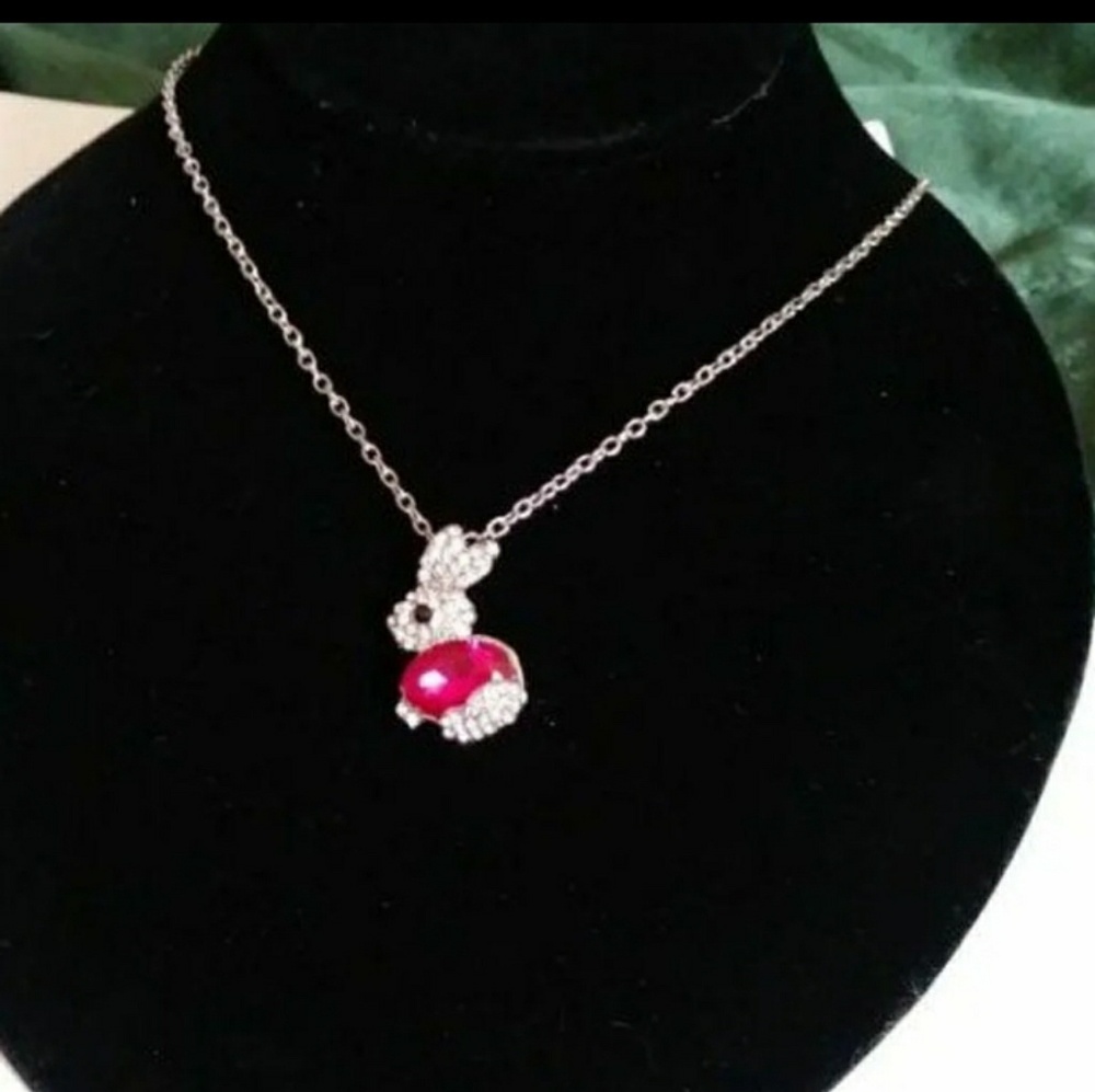 Rhinestone Rabbit Necklace